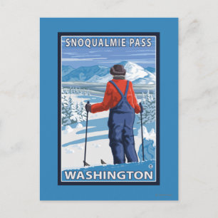 Skier Admiring - Snoqualmie Pass, Washington Postkarte
