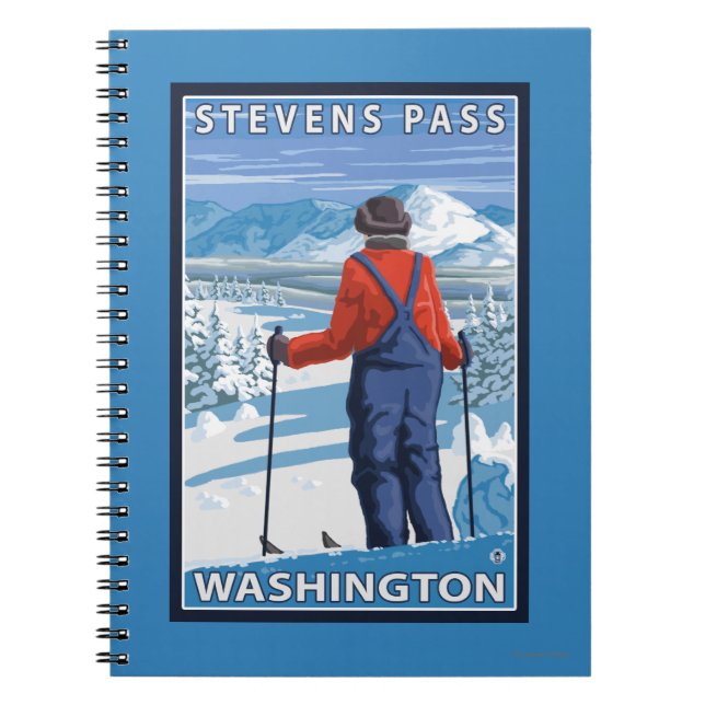 Skier Admiring - Stevens Pass, Washington Notizblock (Vorderseite)