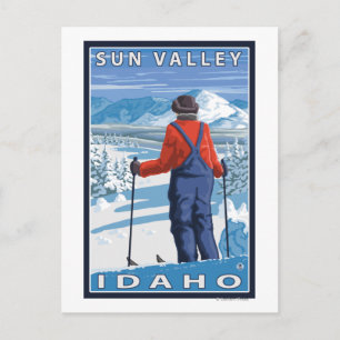 Skier Admiring - Sun Valley, Idaho Postkarte