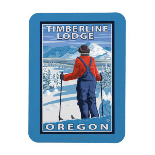 Skier Admiring - Timberline Lodge, Oregon Magnet