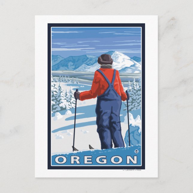 Skier Admiring - Vintage Travel Poster Postkarte (Vorderseite)