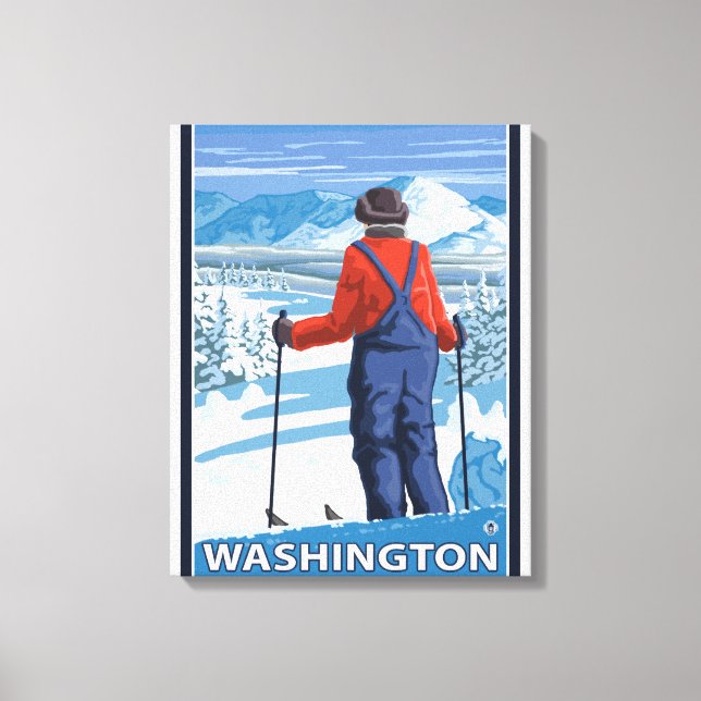Skier Admiring - Washington Leinwanddruck (Vorderseite)