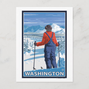Skier Admiring - Washington Postkarte