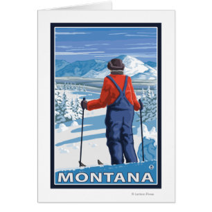 Skier AdmiringMontanaVintage Reiseplakat