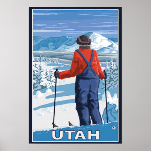Skier AdmiringUtah Poster