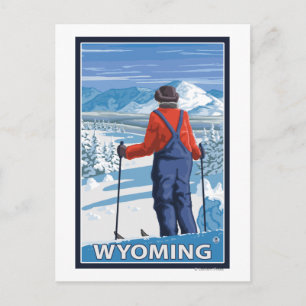 Skier AdmiringWyoming Postkarte