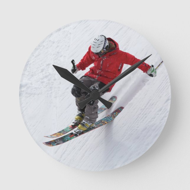Skier - Akrylwall Clock - HAMbWG Runde Wanduhr (Vorderseite)