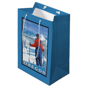 Skier-bewundern Vintages Reise-Plakat Mittlere Geschenktüte
