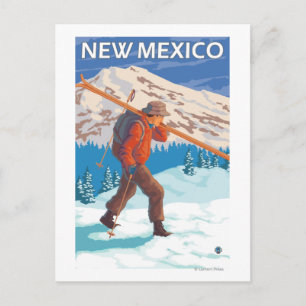 Skier Carry SkisNew Mexico Postkarte