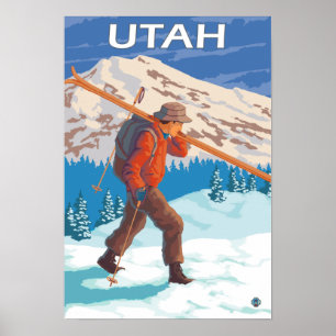 Skier Carry SkisUtah Poster
