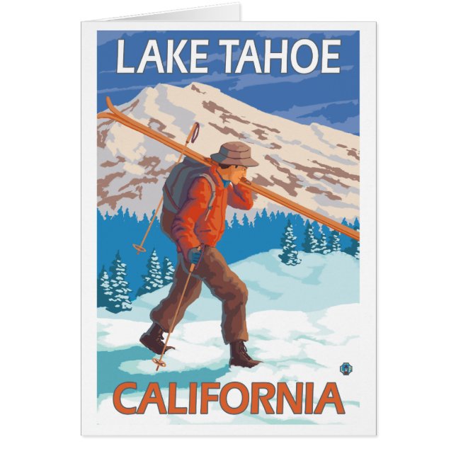 Skier Carry Snow Skis - Lake Tahoe, Kalifornien (Vorne)