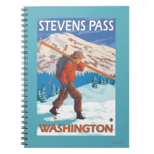 Skier Carry Snow Skis - Stevens Pass, WA Notizblock