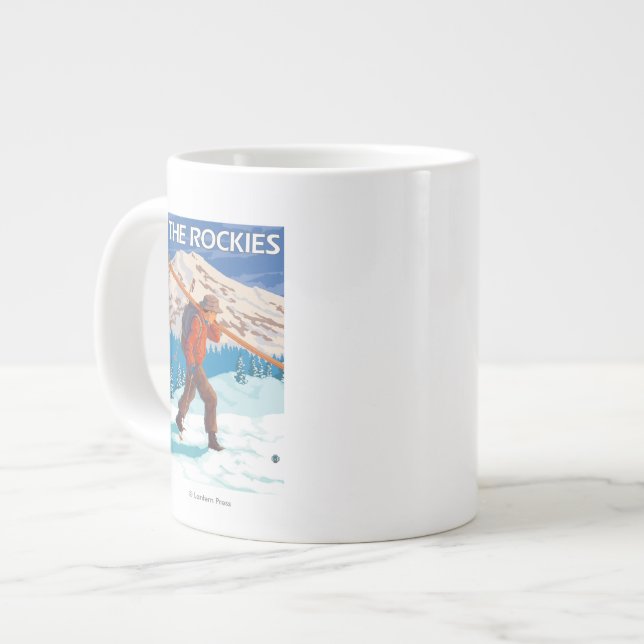 Skier Carry Snow Skis - The Rockies Jumbo-Tasse (Vorderseite Links)