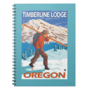 Skier Carry Snow Skis - Timberline Lodge, OR Notizblock