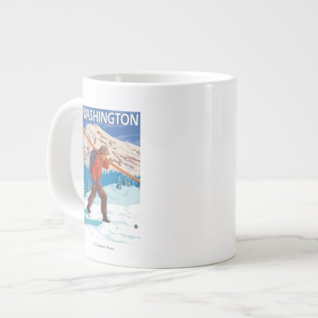 Skier Carry Snow Skis - Washington Jumbo-Tasse (Vorderseite Links)