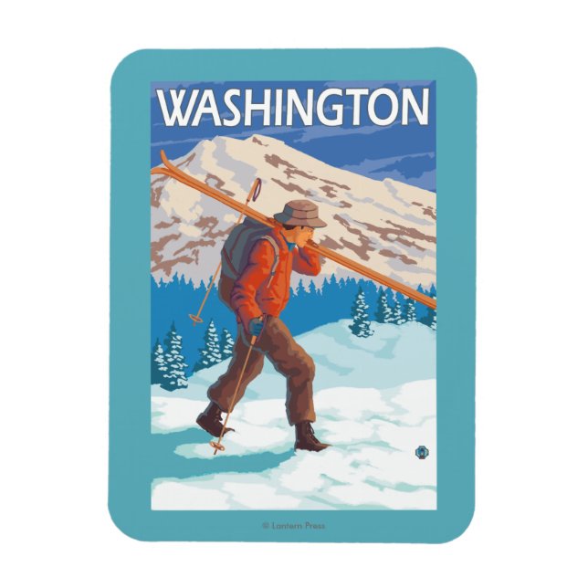 Skier Carry Snow Skis - Washington Magnet (Vertikal)