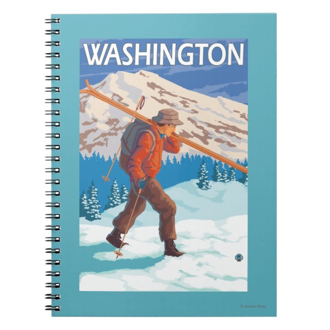 Skier Carry Snow Skis - Washington Notizblock (Vorderseite)
