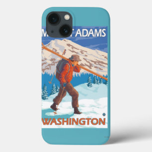 Skier Carrying Snow Skis - Mount Adams, WA Case-Mate iPhone Hülle