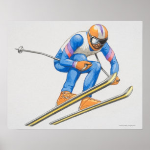 Skier Darstellend Jump Poster