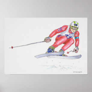 Skier-darstellender Sprung Poster