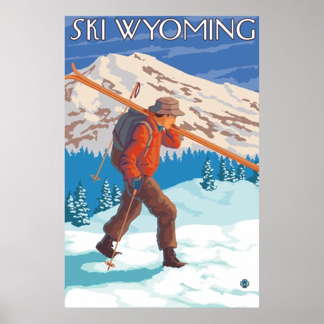 Skier, die Schneeschuhe tragen - Wyoming Poster (Vorne)