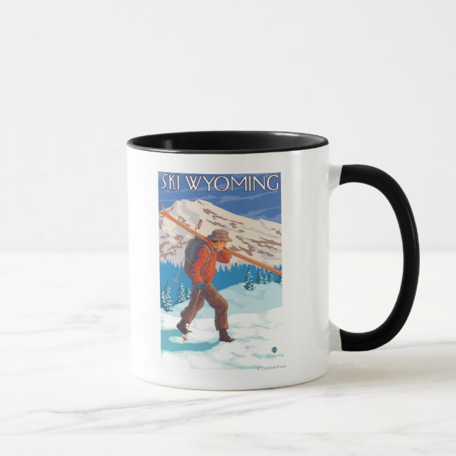 Skier, die Schneeschuhe tragen - Wyoming Tasse (Rechts)