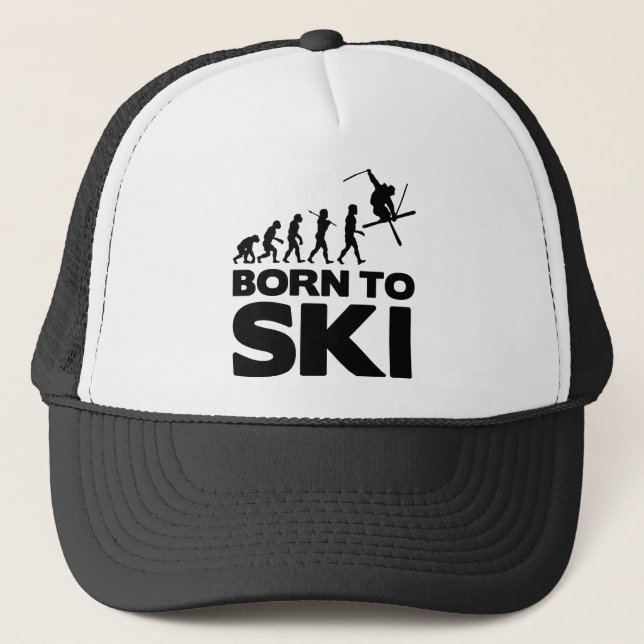SKIER-EVOLUTION GEBOREN, SKI ZU FAHREN 02.png Truckerkappe (Vorderseite)