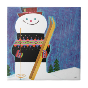 Skier für Schneemann Fliese