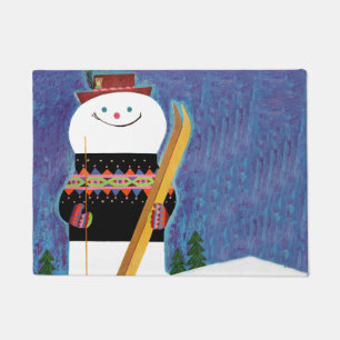 Skier für Schneemann Fußmatte