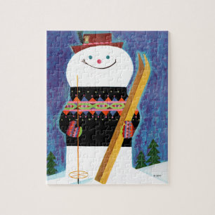 Skier für Schneemann Puzzle