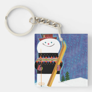 Skier für Schneemann Schlüsselanhänger