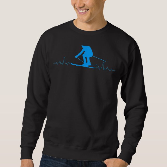 Skier Heartbeat Skiing Vatertag Sweatshirt (Vorderseite)