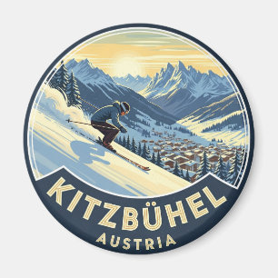 Skier in Kitzbühel Österreich Magnet