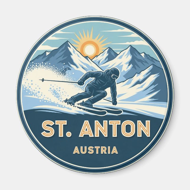 Skier in St. Anton Österreich Magnet (Vorne)