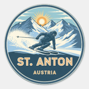 Skier in St. Anton Österreich Runder Aufkleber