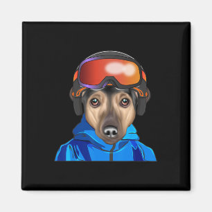 Skier Manchester Terrier Snowboarding Dog Magnet