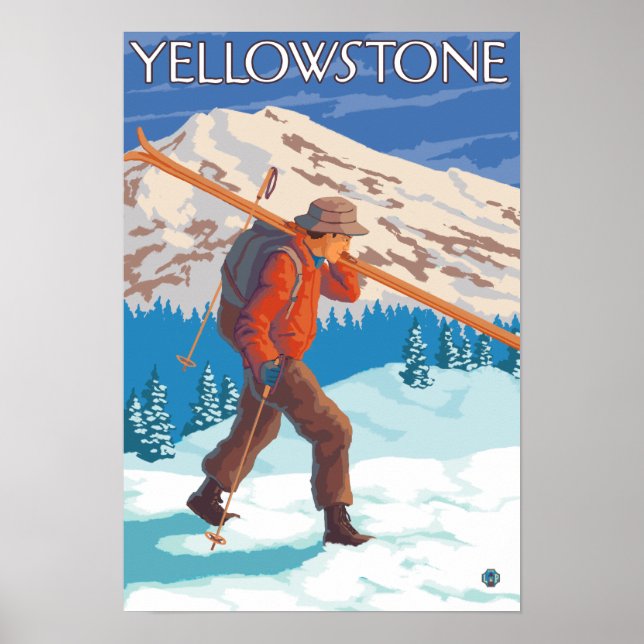 Skier mit Schneeschuhen - Yellowstone Nat'l Poster (Vorne)