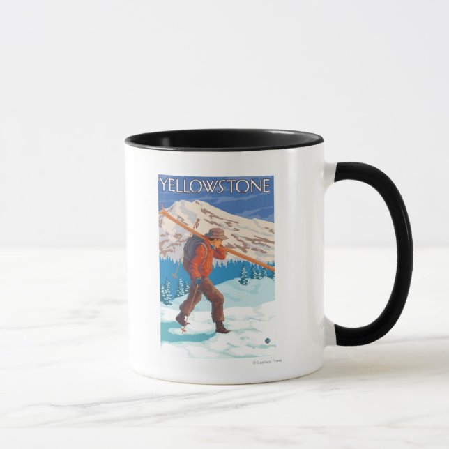 Skier mit Schneeschuhen - Yellowstone Nat'l Tasse (Rechts)