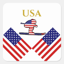 SKIER QUADRATISCHER AUFKLEBER