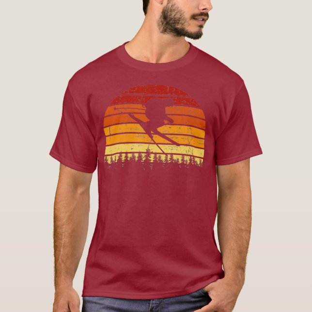 Skier Retro Vintage Berge Skifahren Skifahren T-Shirt (Vorderseite)