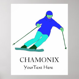 Skier Schneeschuhwandern Party Custom Chamonix Poster
