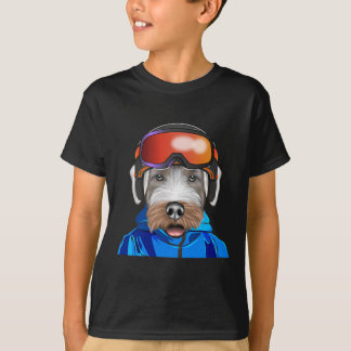 Skier Sealyham Terrier Snowboarding Pocket T-Shirt