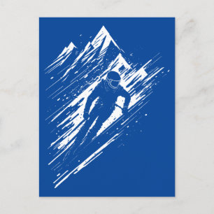 Skier Silhouette Graphic Art Postkarte