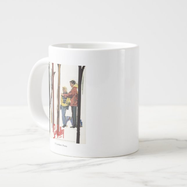 Skier sind von einem Poster Stehend Jumbo-Tasse (Vorderseite Links)