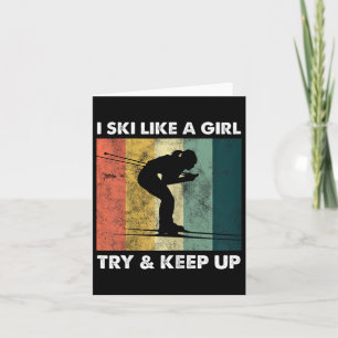 Skier Ski Retro Sportlerin Snow Sport Karte