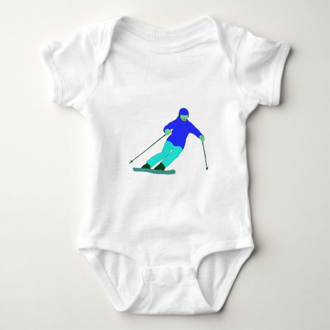 Skier Snow Skiing Baby Strampler (Vorderseite)