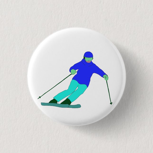 Skier Snow Skiing Button (Vorderseite)