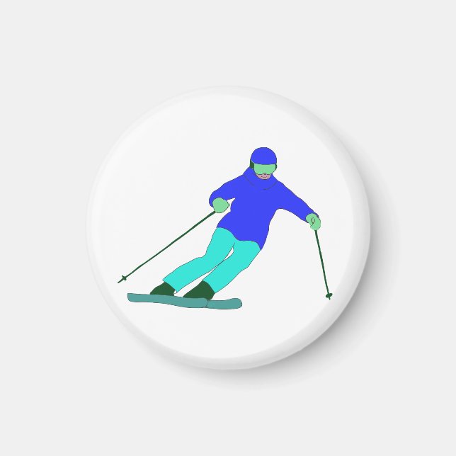 Skier Snow Skiing Magnet (Vorne)