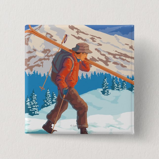 Skier Snow Skis - Montana Button (Vorderseite)