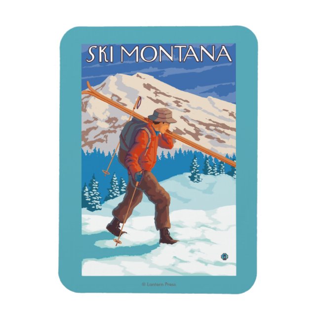 Skier Snow Skis - Montana Magnet (Vertikal)